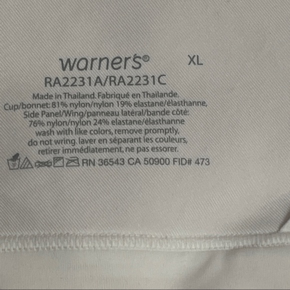 Warner’s wire free Bra womenswear white sizeXL new with tags - Picture 6 of 10